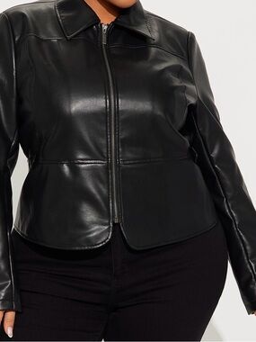 NEW WT Fashion Nova All Access Faux Leather Moto Jacket Black Women’s 1X